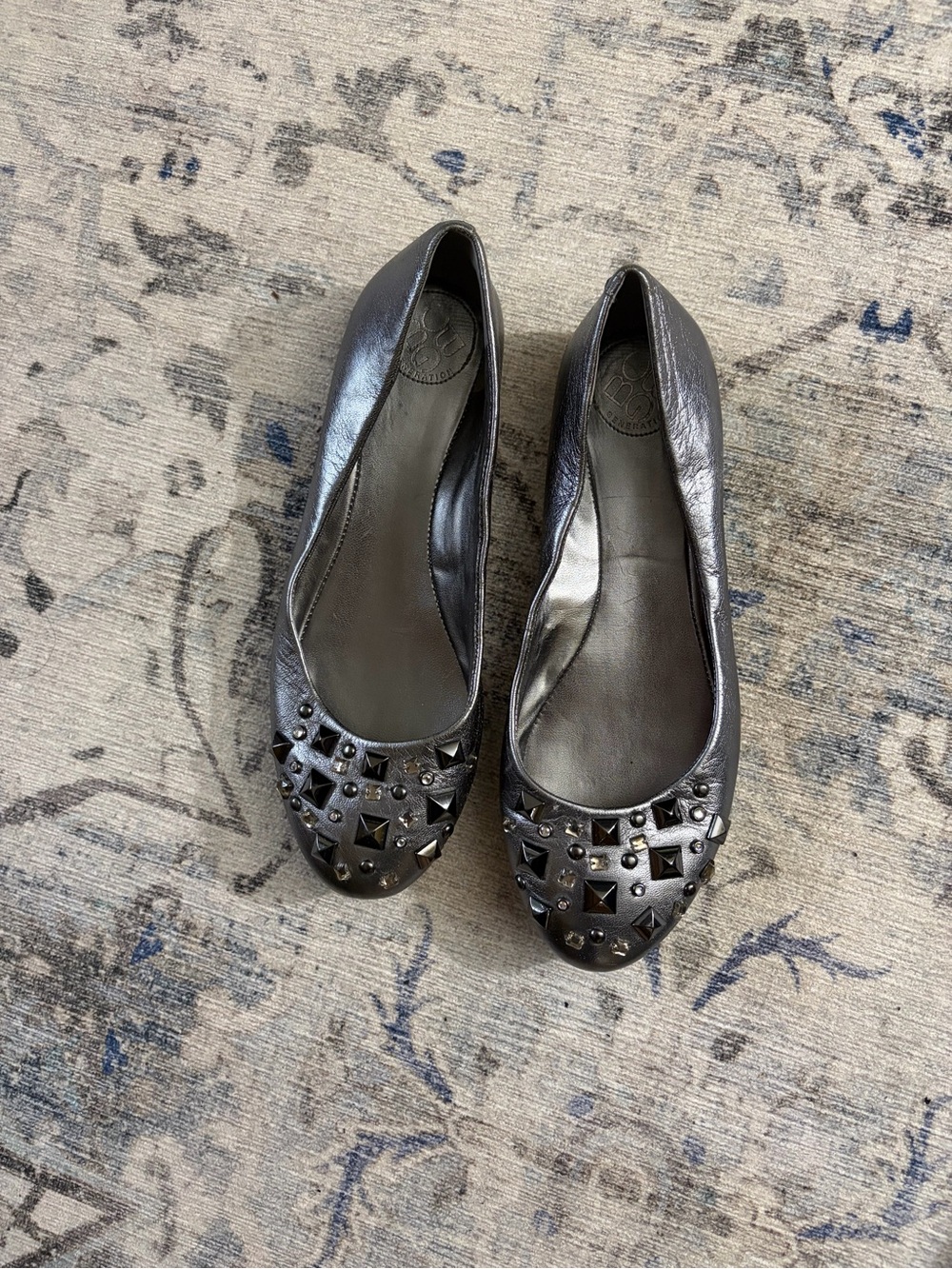 BCBG Generation Metallic Embellished Ballet Flats – Size 7.5